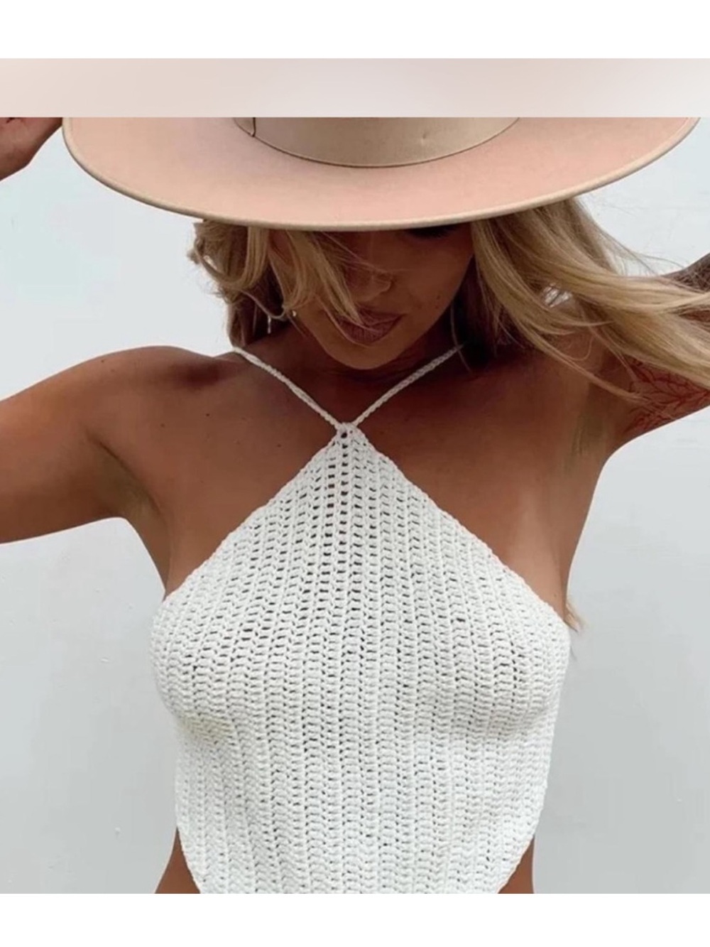 Princess Polly White Crochet Halter Crop Top